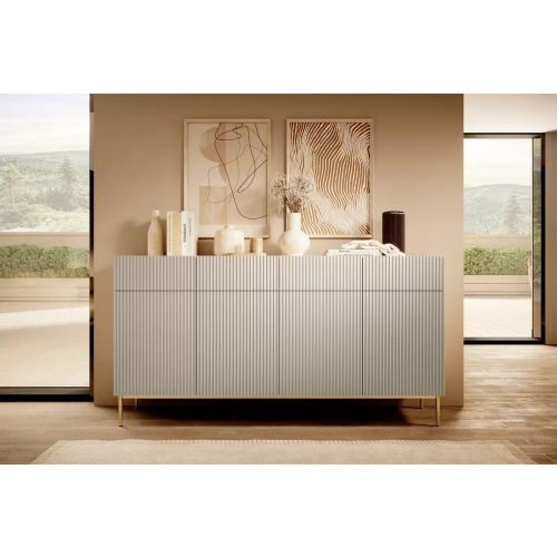 Komoda z szufladami Nicole 200 cm - kaszmir / złote nóżki